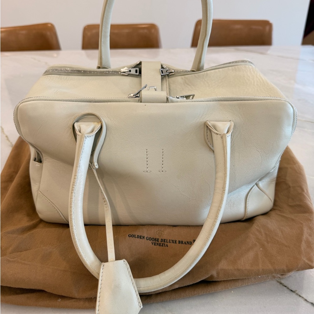 Golden Goose Deluxe Brand “Equipage” Medium Leather Satchel – Cream